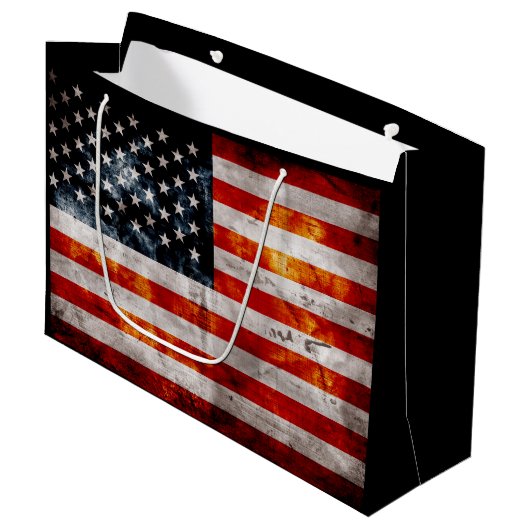 Grand Sac Cadeau Drapeau américain vintage patiné (Devant Angle)