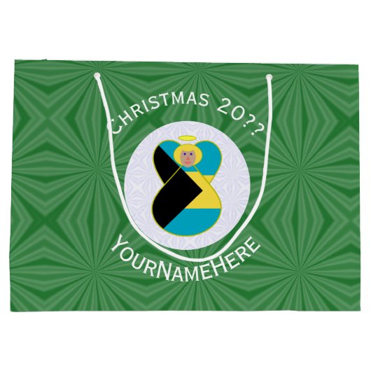 Grand Sac Cadeau Drapeau bahaméen Blonde Angel Noël personnalisé (Dos)