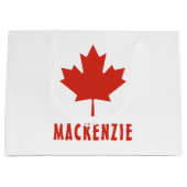 Grand Sac Cadeau Drapeau canadien Feuille d'érable rouge Canada Nom (Devant)