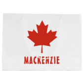 Grand Sac Cadeau Drapeau canadien Feuille d'érable rouge Canada Nom (Dos)