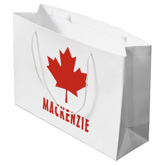 Grand Sac Cadeau Drapeau canadien Feuille d'érable rouge Canada Nom (Dos Angle)