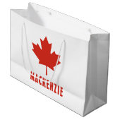 Grand Sac Cadeau Drapeau canadien Feuille d'érable rouge Canada Nom (Devant Angle)