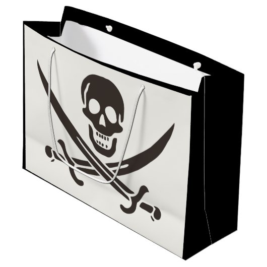 Grand Sac Cadeau Drapeau de crâne obsidien Drapeau de pirate Calico (Devant Angle)