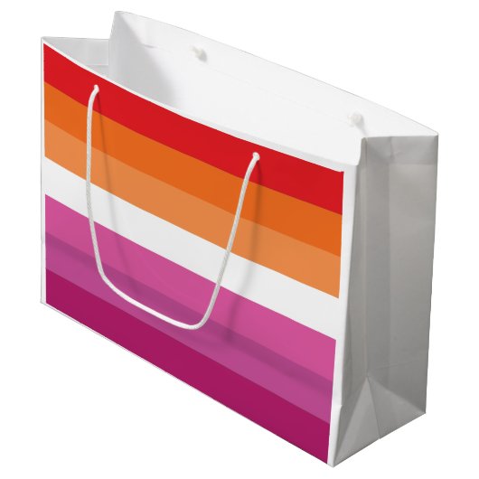 Grand Sac Cadeau Drapeau de fierté lesbienne (Devant Angle)