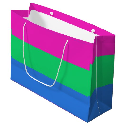 Grand Sac Cadeau Drapeau de fierté polysexuelle (Devant Angle)