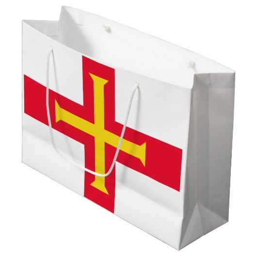 Grand Sac Cadeau Drapeau de Guernesey (Devant Angle)