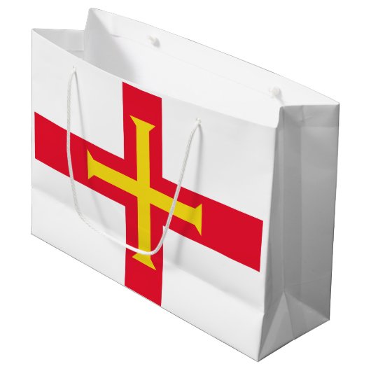 Grand Sac Cadeau Drapeau de Guernesey (Devant Angle)