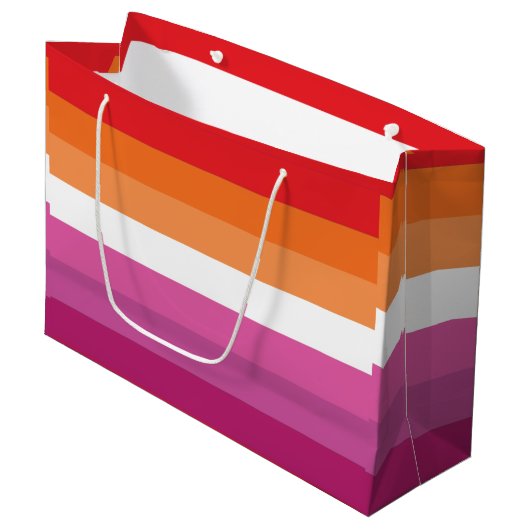 Grand Sac Cadeau Drapeau de la fierté lesbienne (Devant Angle)