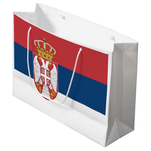 Grand Sac Cadeau Drapeau de la Serbie (Devant Angle)