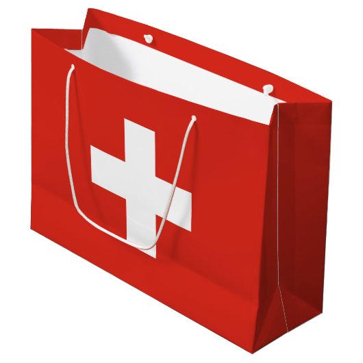 Grand Sac Cadeau Drapeau de la Suisse (Devant Angle)