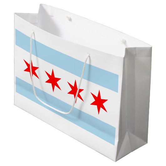 Grand Sac Cadeau Drapeau de la ville de Chicago (Devant Angle)