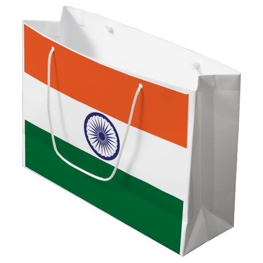 Grand Sac Cadeau Drapeau de l'Inde (Devant Angle)