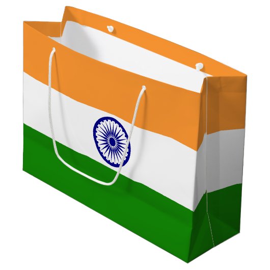 Grand Sac Cadeau Drapeau de l'Inde (Devant Angle)
