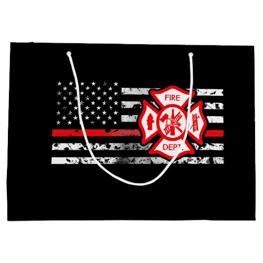 Grand Sac Cadeau Drapeau de sapeur-pompier et croix de Florian (Dos)