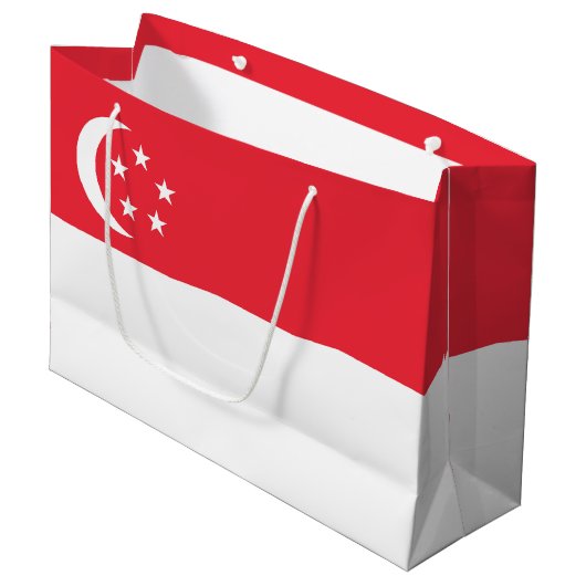 Grand Sac Cadeau Drapeau de Singapour (Devant Angle)
