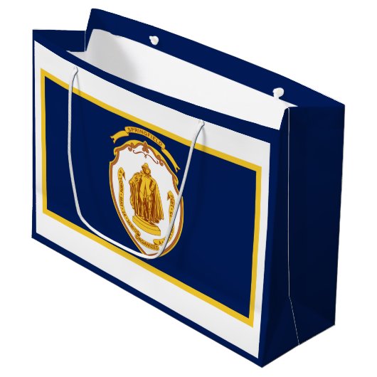 Grand Sac Cadeau Drapeau de Springfield, Massachusetts (Devant Angle)