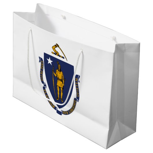 Grand Sac Cadeau Drapeau d'État du Massachusetts (Devant Angle)