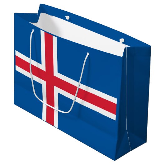 Grand Sac Cadeau Drapeau d'Islande (Devant Angle)