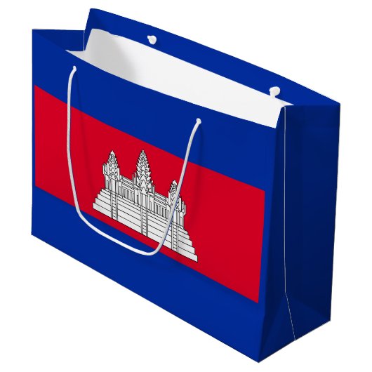 Grand Sac Cadeau Drapeau du Cambodge patriotique (Devant Angle)