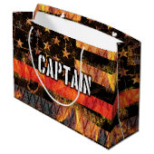 Grand Sac Cadeau Drapeau du Capitaine Pompier (Dos Angle)
