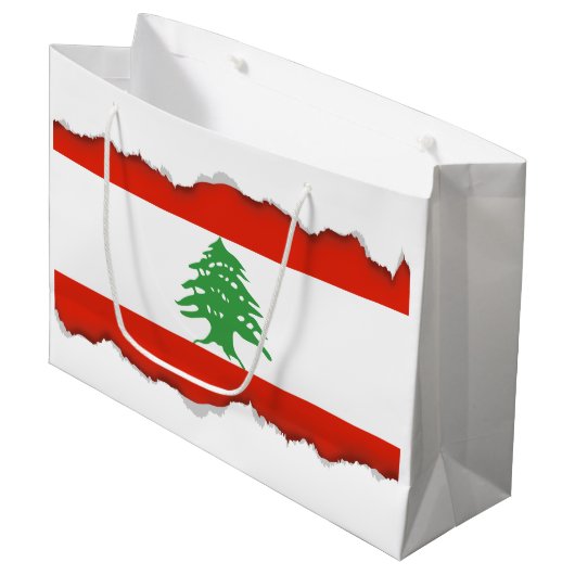 Grand Sac Cadeau Drapeau du Liban (Devant Angle)