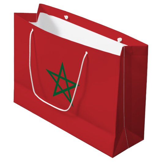 Grand Sac Cadeau Drapeau du Maroc (Devant Angle)