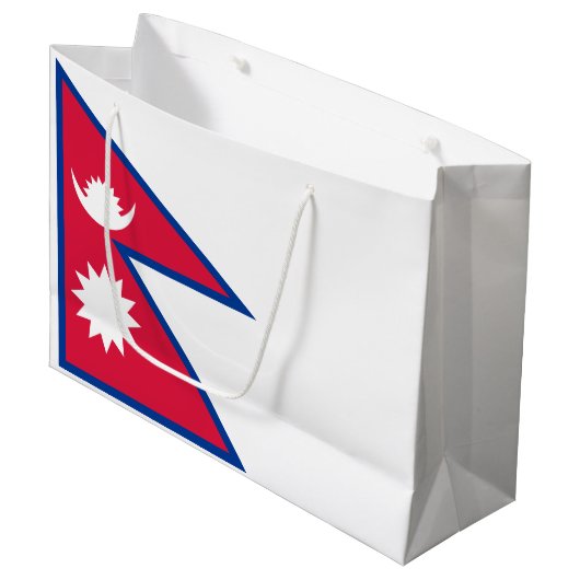 Grand Sac Cadeau Drapeau du Népal (Devant Angle)