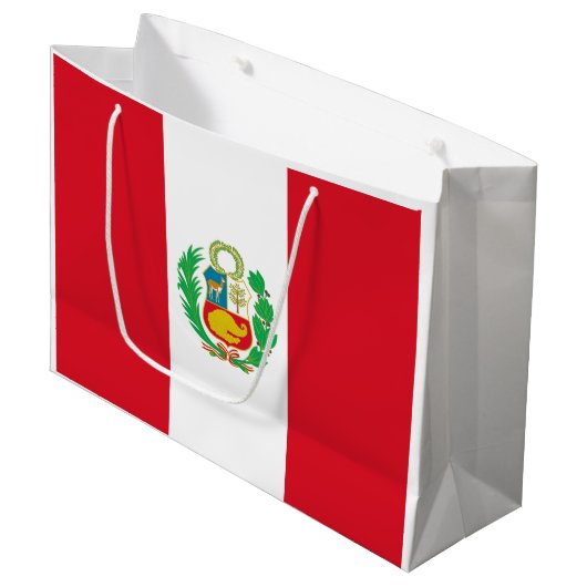 Grand Sac Cadeau Drapeau du Pérou (Devant Angle)