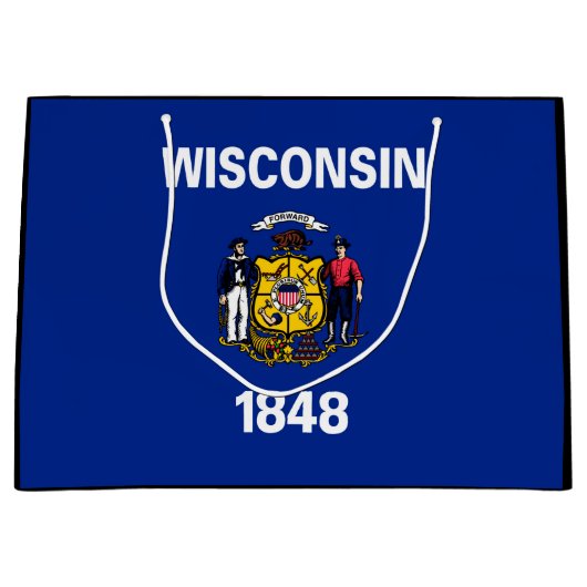 Grand Sac Cadeau Drapeau du Wisconsin (Devant)