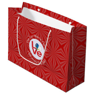 Grand Sac Cadeau Drapeau LOVE Rouge des Açores Personnalisé 