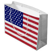 Grand Sac Cadeau Drapeau Parties scintillant américain (Dos Angle)