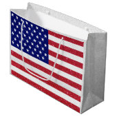 Grand Sac Cadeau Drapeau Parties scintillant américain (Devant Angle)