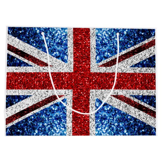 Grand Sac Cadeau Drapeau rouge bleu blanc brillant parties scintill (Dos)