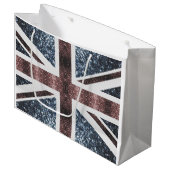 Grand Sac Cadeau Drapeau rustique UK rouge bleu étincelants parties (Devant Angle)