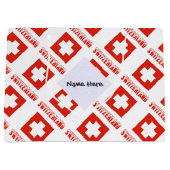 Grand Sac Cadeau Drapeau suisse avec votre nom (Devant)