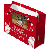 Grand Sac Cadeau Drapeaux de baseball Ball Bunting Red Photo Annive (Devant Angle)
