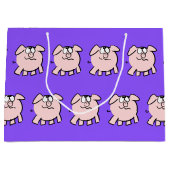 Grand Sac Cadeau Drôle 2 caricature Cochon bébé Choisir Couleur L C (Devant)