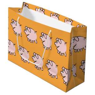 Grand Sac Cadeau Drôle 3 caricature Cochon bébé Choisir Couleur L C