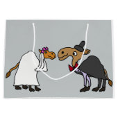 Grand Sac Cadeau Drôle Camel Bride et Groom Mariage Dessin (Devant)