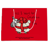 Grand Sac Cadeau Drôle Caricature de mouton de Noël (Devant)