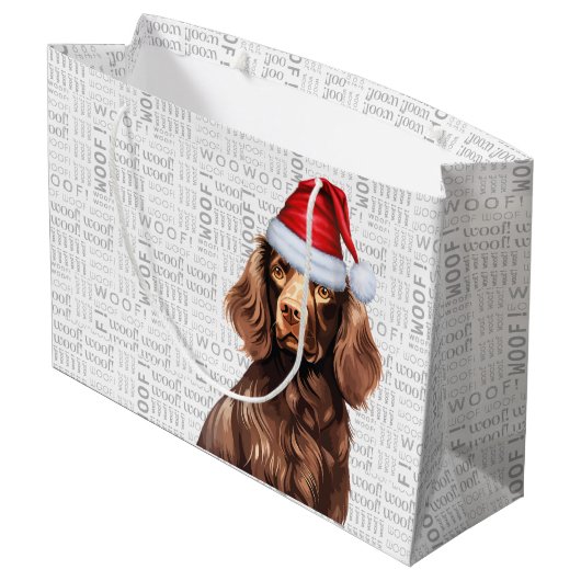 Grand Sac Cadeau Drôle Chien de Noël Boykin Spaniel Holiday (Dos Angle)