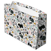 Grand Sac Cadeau Drôle chien doodle enfant sans couture motif (Dos Angle)