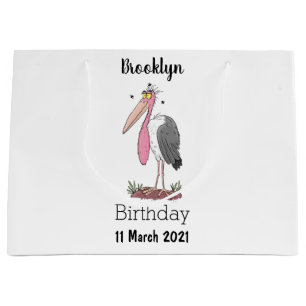 Grand Sac Cadeau Drôle dessin animé de cigogne en marabou