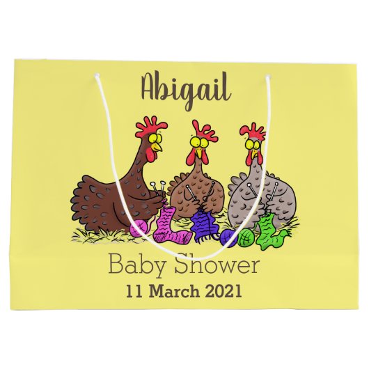 Grand Sac Cadeau Drôle dessin animé de poulets de tricot (Dos)