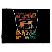 Grand Sac Cadeau Drôle Drummer Art Pour Hommes Femmes Drum Player P (Dos)