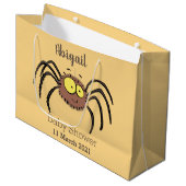 Grand Sac Cadeau Drôle mignon dessin animé d'araignée moelleuse (Devant Angle)