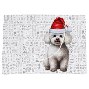Grand Sac Cadeau Drôle Noël Bichon Frise Chien