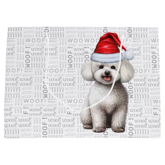 Grand Sac Cadeau Drôle Noël Bichon Frise Chien (Devant)