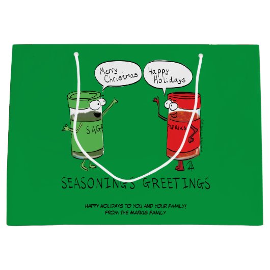 Grand Sac Cadeau Drôle Noël Cartoon Cuisines épices (Devant)