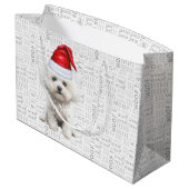 Grand Sac Cadeau Drôle Noël Chien Coton de Tulear Vacances (Dos Angle)